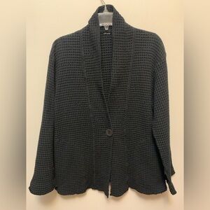 FOCUS Cotton Black Waffle Cardigan Jacket
